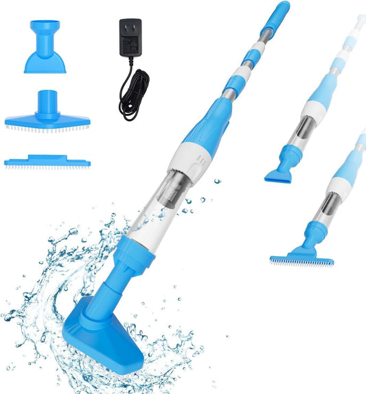 3 in 1 Cordless Rechargeable Pool Vacuum, over 100 Mins Running Time, Handheld Pool Cleaner Ideal for Spas, Hot Tubs and Small Pools for Sand and Debris Blue