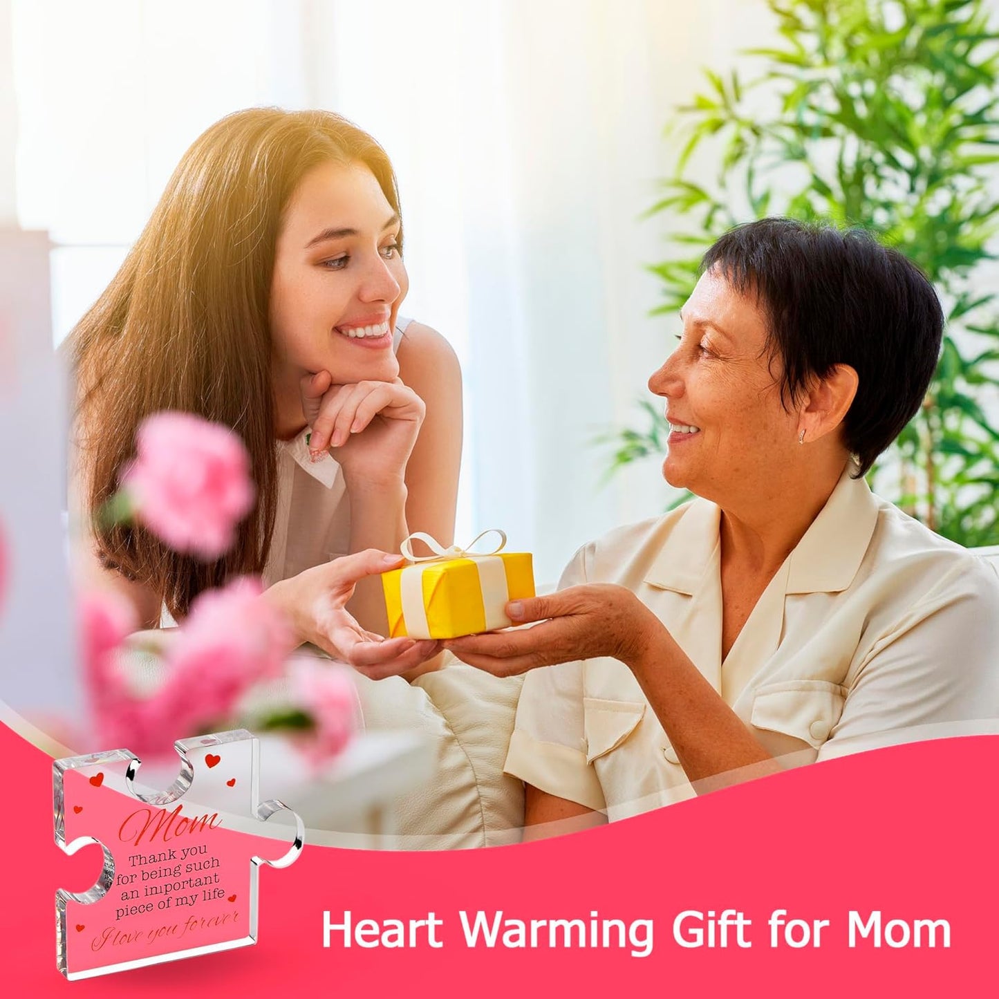 Birthday Gifts for Mom - Engraved Acrylic Block Puzzle Mom Present 4.1 X 3.5 Inch - Cool Mom Presents from Daughter, Son, Dad - Heartwarming Mom Birthday Gift, Christmas