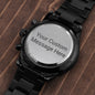 black chronograph watch