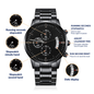 black chronograph watch