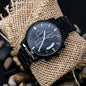 black chronograph watch