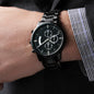 black chronograph watch