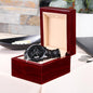 black chronograph watch