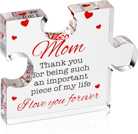 Birthday Gifts for Mom - Engraved Acrylic Block Puzzle Mom Present 4.1 X 3.5 Inch - Cool Mom Presents from Daughter, Son, Dad - Heartwarming Mom Birthday Gift, Christmas