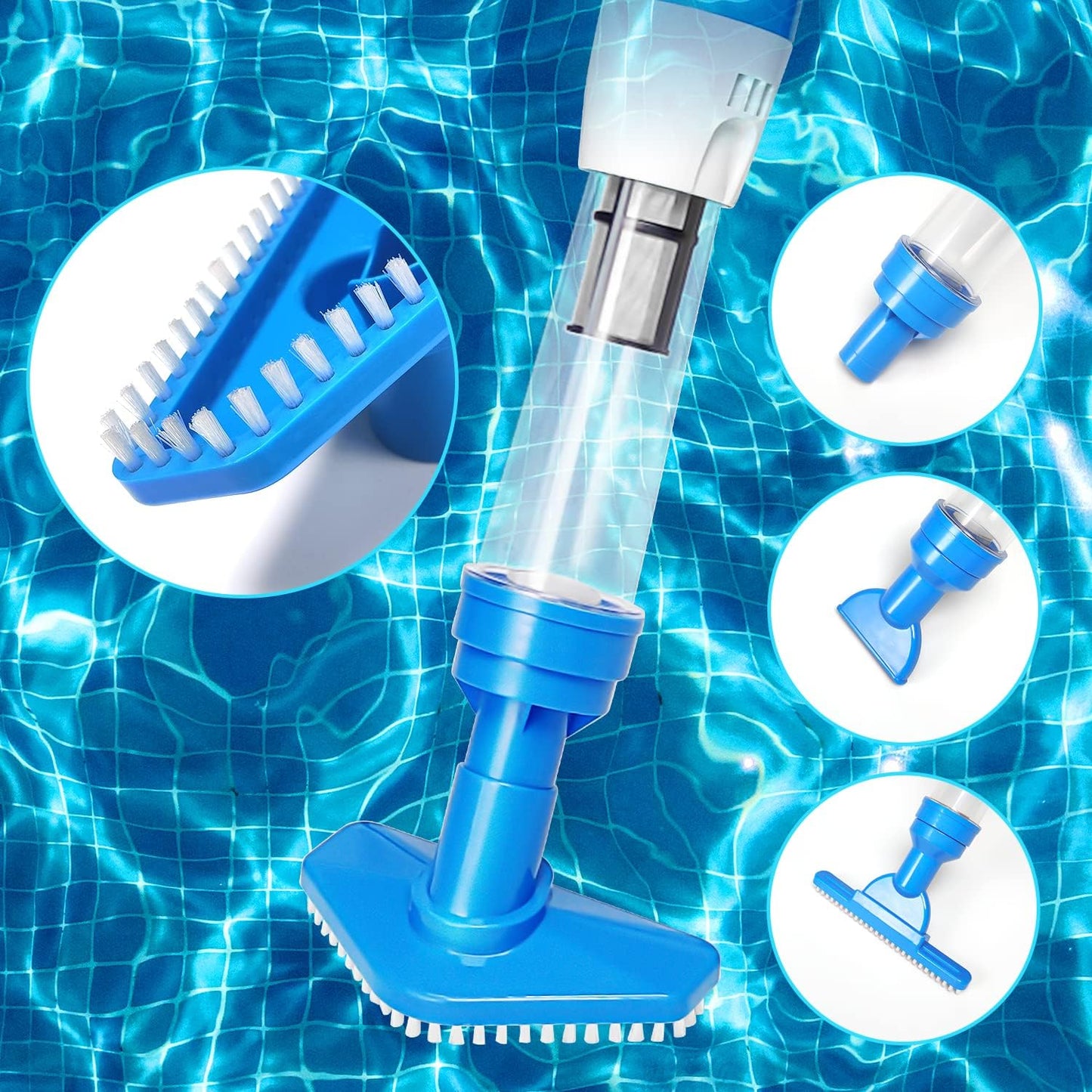 3 in 1 Cordless Rechargeable Pool Vacuum, over 100 Mins Running Time, Handheld Pool Cleaner Ideal for Spas, Hot Tubs and Small Pools for Sand and Debris Blue